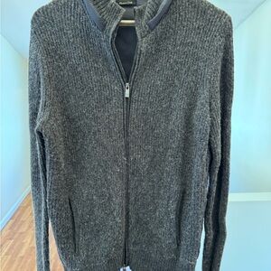 Massimo Dutti Charcoal Zip-Up Sweater